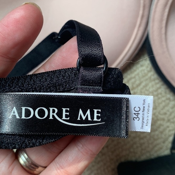 Adore Me 34C Black and Nude Pink Lace Lightly Padded Bra - Picture 3 of 3